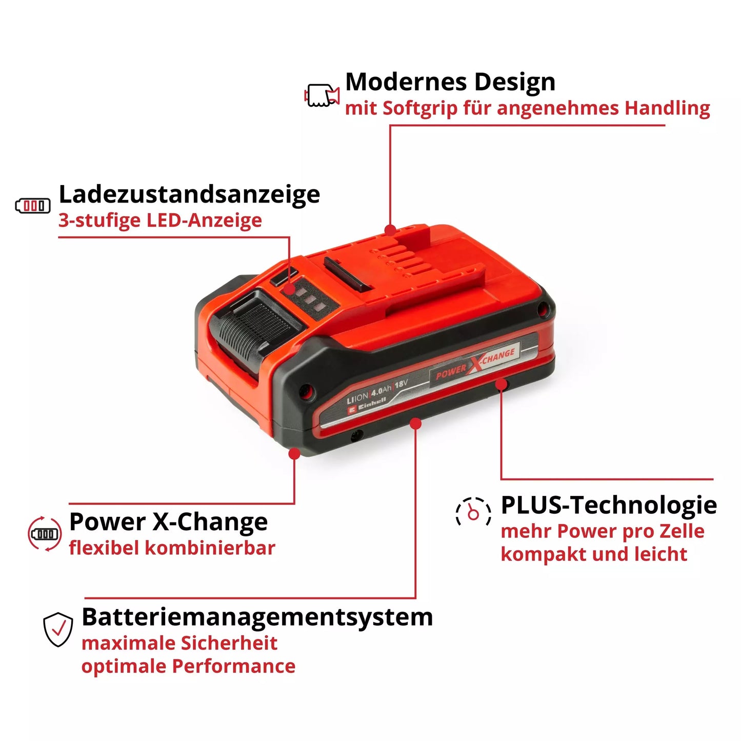 Einhell PXC+ Akku - 18V 4,0Ah - für die Clesana X1