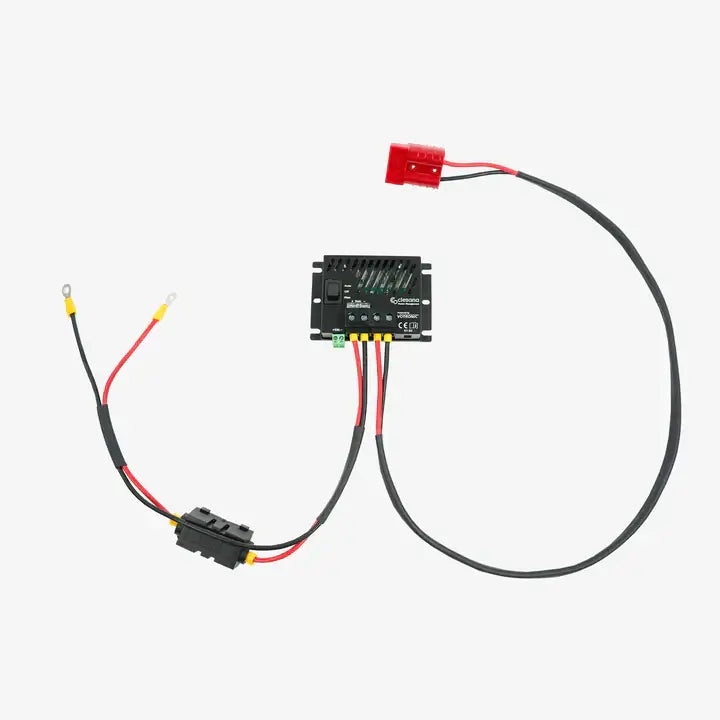 Clesana Power-Management with wiring harness and 30A fuse for reliable power management in mobile applications.