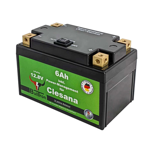 Batterie 6 Ah BullTron mit 30 A Kurzzeitstrom, Power Management & Anschluss- kabel für die Clesana Toilette